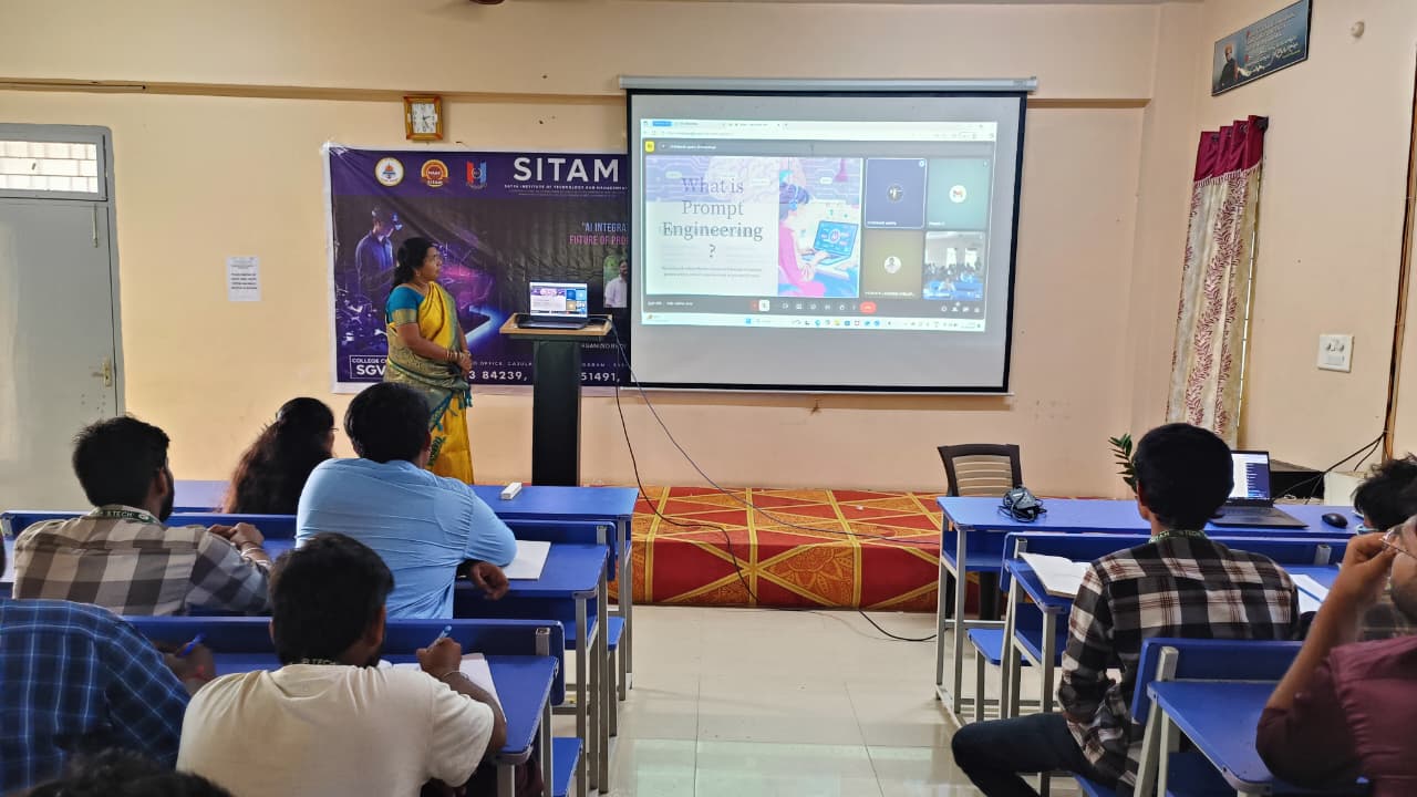 The Department of Mechanical Engineering of SITAM Engineering college has organized a webinar/mentoring session on “AI Integration In Mechanical Engineering; Future of Prompt Engineering.